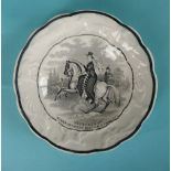 1837/38 Victoria: a nursery plate the border moulded with animals printed in black with an