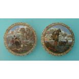 The Old Watermill (318) and The Faithful Shepherd (309) (2) (prattware, pot lid, potlid)