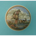 The Faithful Shepherd (309) domed lid complete with shaped base (2) (prattware, pot lid, potlid)