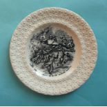 1857 William Hewett VC RN: A rare nursery plate with florette moulded border printed in black with a