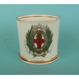 1856 Crimea: a rare porcelain mug printed in grey and decorated in colours and gilt with the