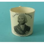 1805 Nelson in Memoriam: a small cylindrical mug printed in black, 61mm Illustrated (commemorative