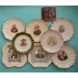 Five various plates for Gladstone, another Tom Ellis, also Roberts and Baden Powell and a tile