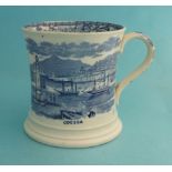 1854 Crimea: a pearlware mug the waisted body printed in blue with scenes entitled Odessa and