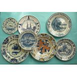 World War II: seven various Delft plates (7) (commemorative commemorate)
