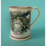 Crimea: a pink lustre banded frog mug printed in black and decorated in colours, circa 1856,