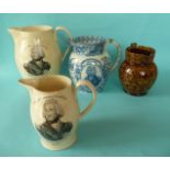 1805 Nelson in Memoriam: four various jugs, each defective (4) (commemorative commemorate)
