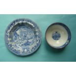 1805 Nelson in Memoriam: a pearlware soup bowl printed in blue with allegorical scene and a small ‘