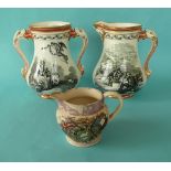 A Royal Patriotic Fund jug by Alcock, circa 1856, 195mm, a similar vase and a jug for the Crimea,