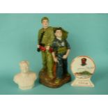 Chinese Revolution: a colourful glazed stoneware group depicting two revolutionaries in uniform,