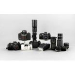 Mehrteiliges Kamera-Konvolut, 2 Praktica BX 20 s, Praktica BX 20, Canon Prima Zoom 85N mit Tasche, 1