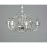 Murano-Deckenlampe, 2. H. 20. Jh., elektr., 6-flg., farbloses Glas und Aluminium, sechs