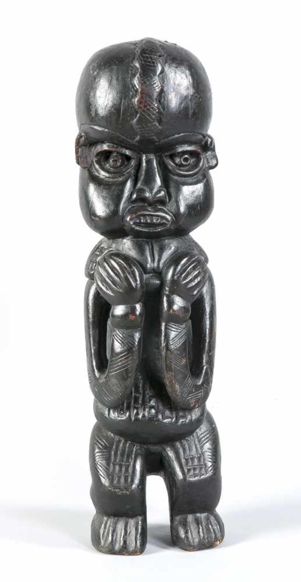 Afrikanische Skulptur, 2. H. 20. Jh., Holz, geschnitzt u. schwarz gefasst, vollplastische