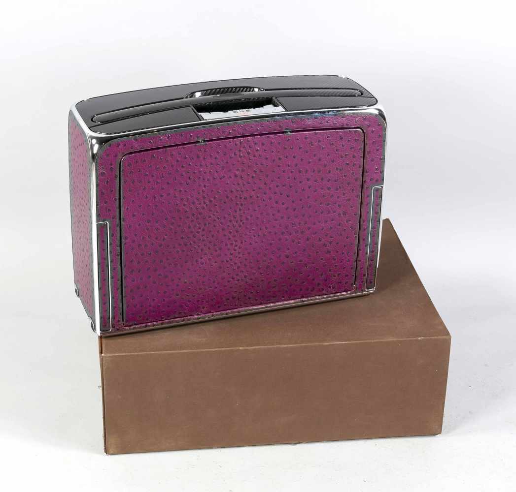 Classic Koffer, Henk Luxury Goods Ltd., Grünwald, 2005/09, purpurfarbenes Straußenleder, Carbon, - Image 3 of 3