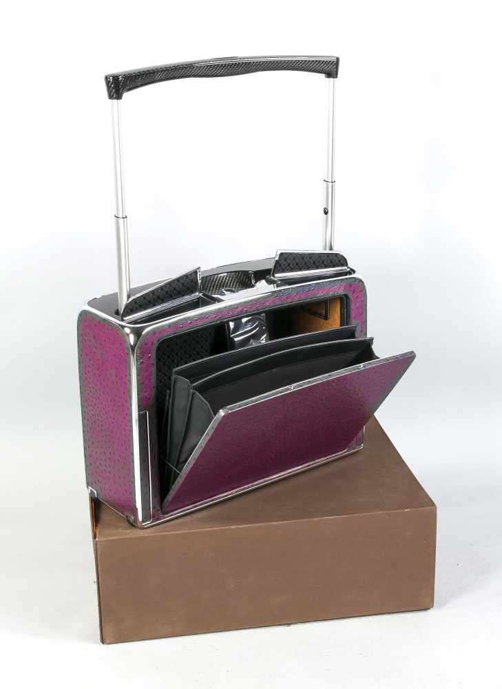 Classic Koffer, Henk Luxury Goods Ltd., Grünwald, 2005/09, purpurfarbenes Straußenleder, Carbon,