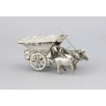 Kutsche/Ochsengespann, Asien, 20. Jh., plated, L. 15 cm Coach/ox-team, Asia, 20th century, plated,