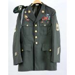 Uniformjacke mit Barett, Sergeant First Class U.S. Army, L. 88 cm