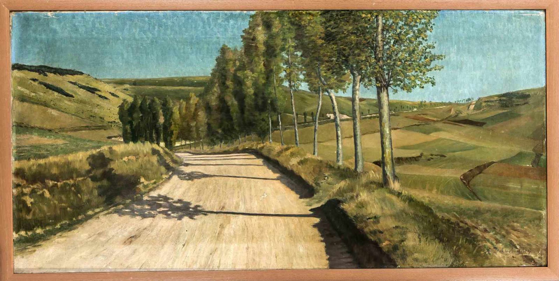 Léon Dehesghues (1852-1910), sommerliches Landschaftspanorama in Südfrankreich, Öl/Lwd., u. re.