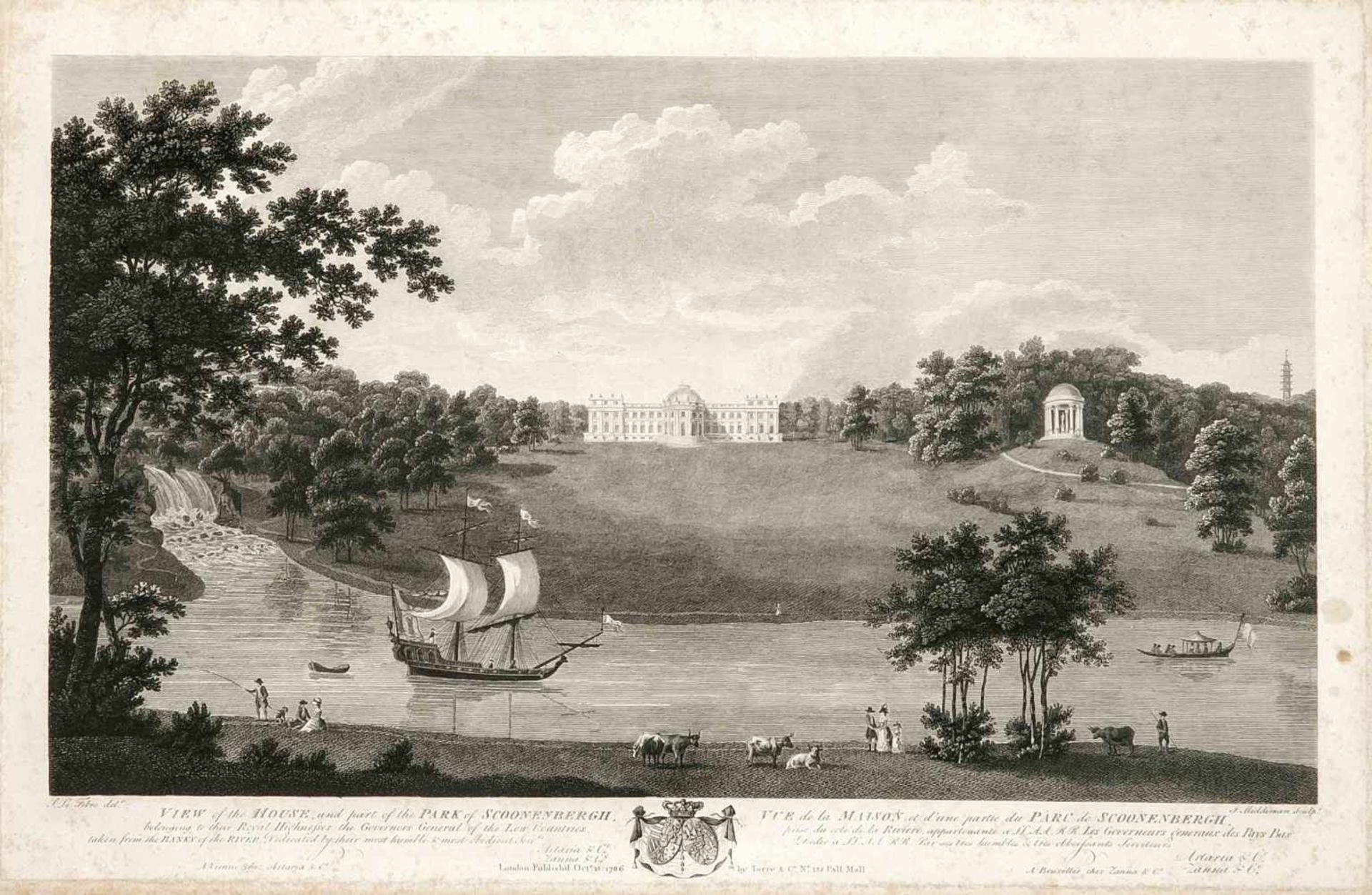 Samuel Middiman (1750-1831), nach Le Febre, zwei versch. Ansichten des Schlosses Scoonenbergh bei