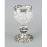 Judaica, Kiddushbecher/Pokalglas, wohl 19. Jh., MZ, Slber 12 lötig (750/000), runder, gewölbter