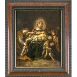 Anonymer Maler des 17. Jh., Beweinung Christi, Öl auf Holz, alt geschlossener, vertikaler Bruch,