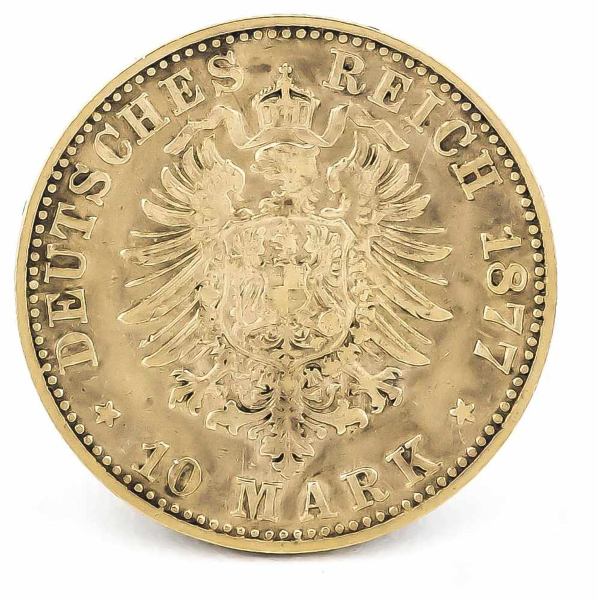 10 Mark, Sachsen, Albert König von Sachsen, 1877 E, in s-ss - Bild 2 aus 2