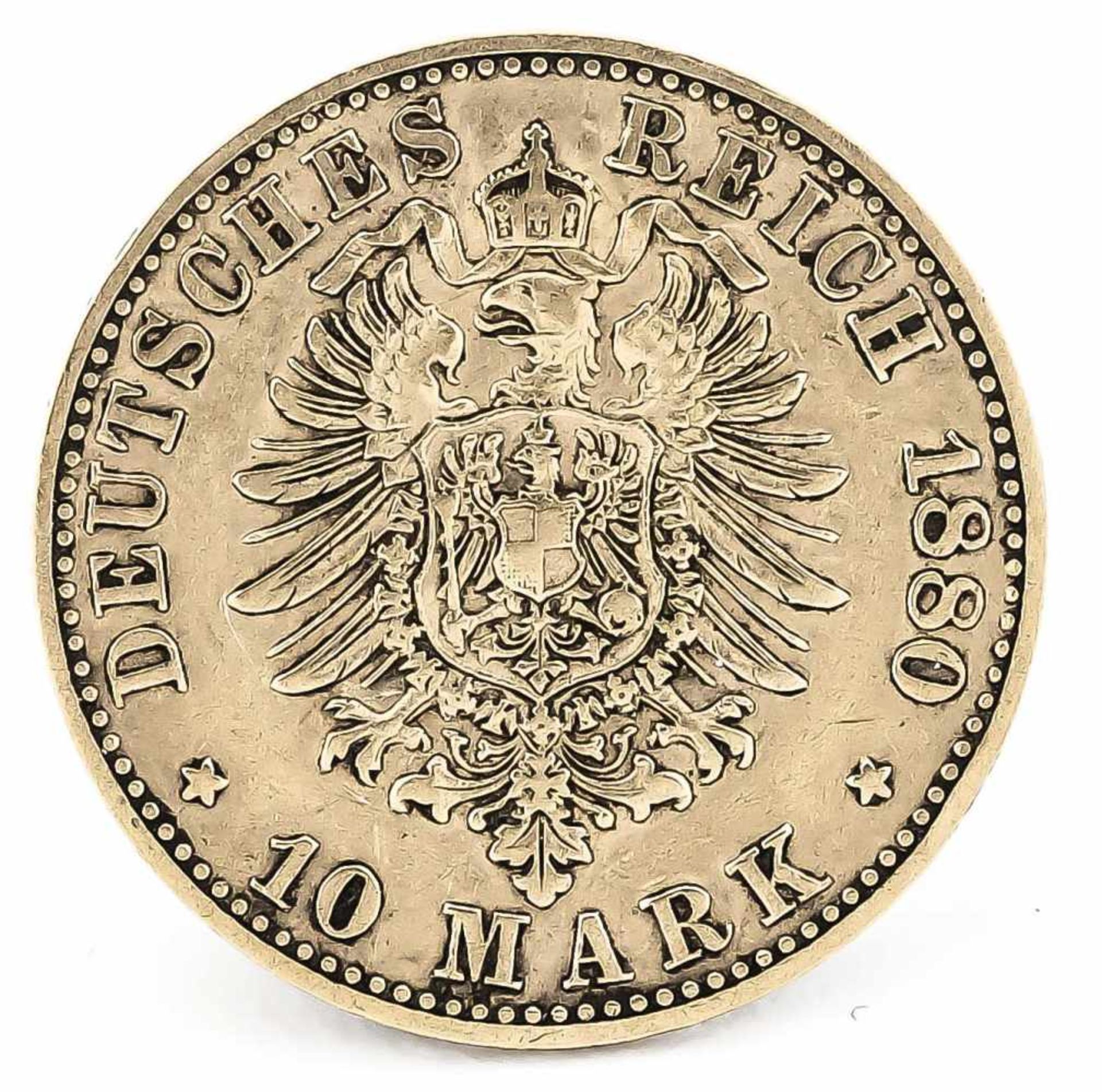 10 Mark, Preußen, Wilhelm Deutscher Kaiser König von Preußen, 1880 A, in s-ss - Bild 2 aus 2