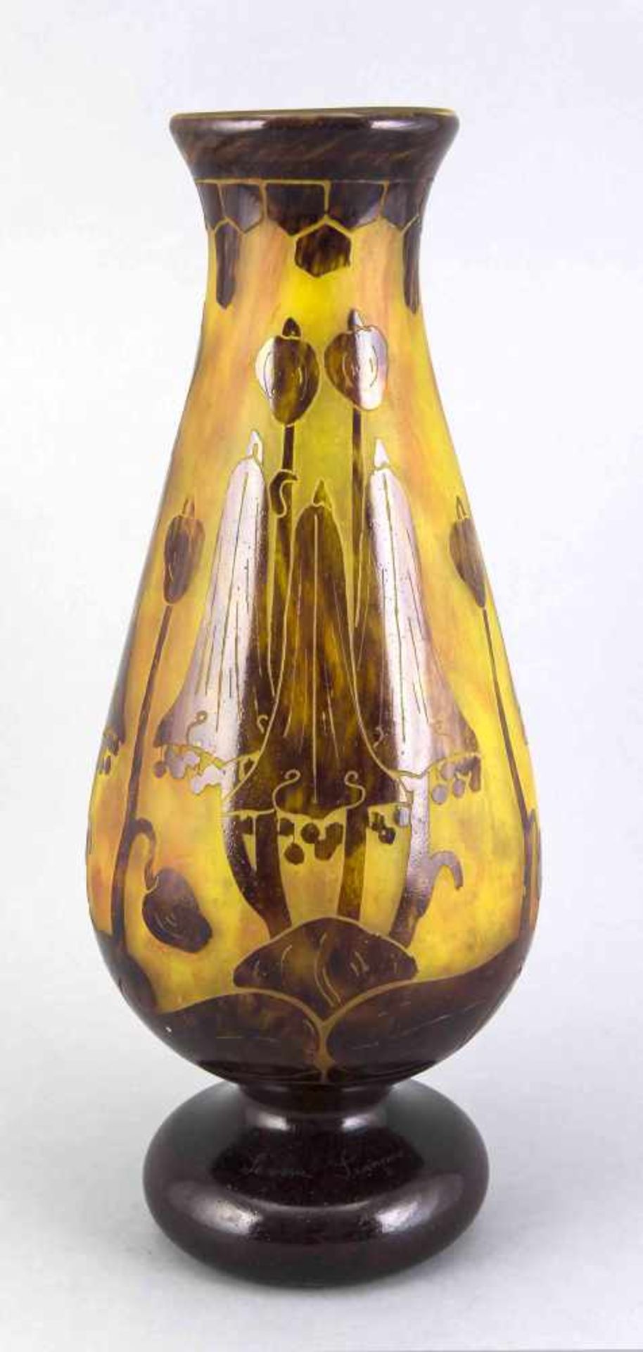 Vase, Le verre Francais, Frankreich, 20. Jh., in der Art des Jugendstils, runder gewölbter Stand,