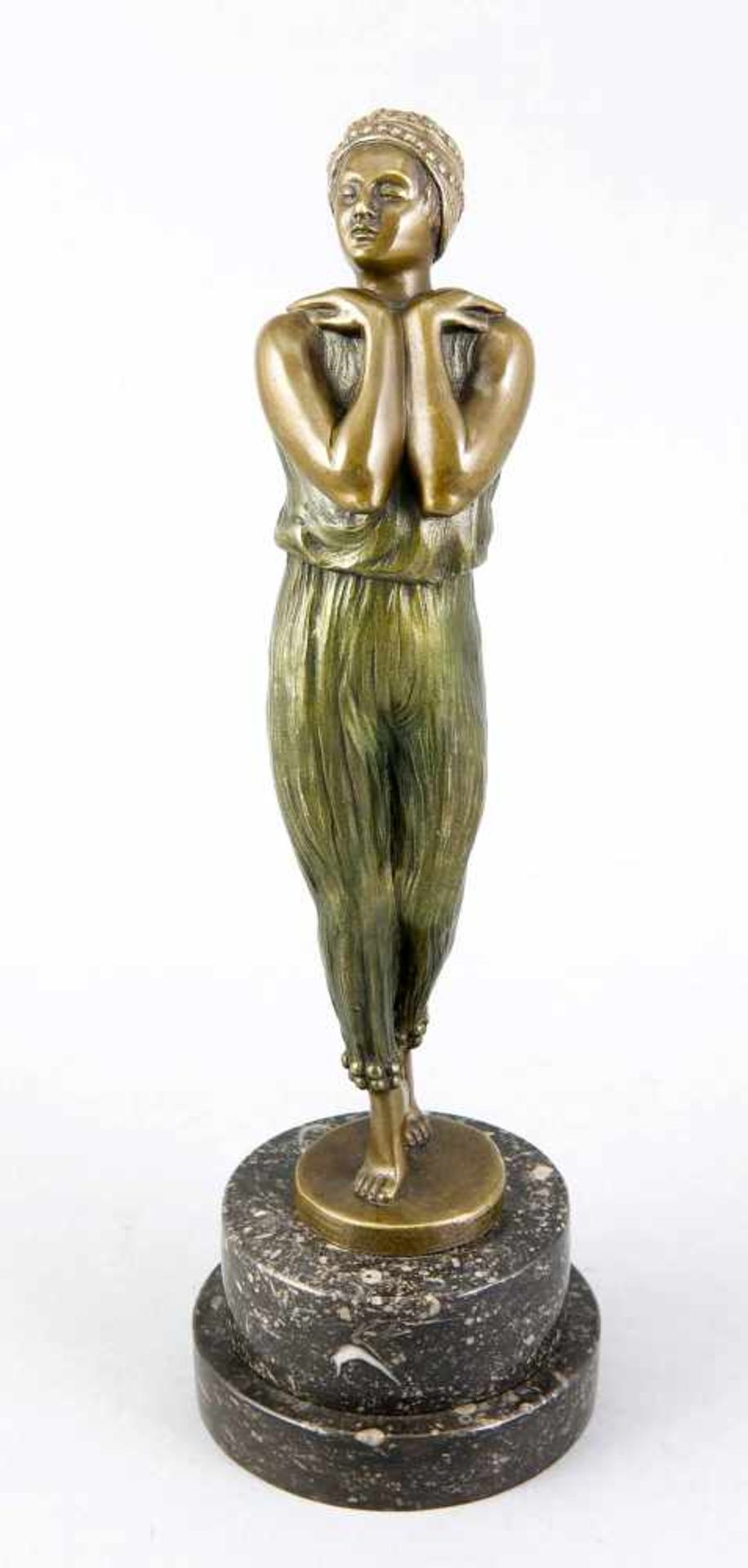 Dominique Alonzo (tätig 1912-1926 in Paris), Art Déco-Tänzerin, patinierte Bronze, sign., über