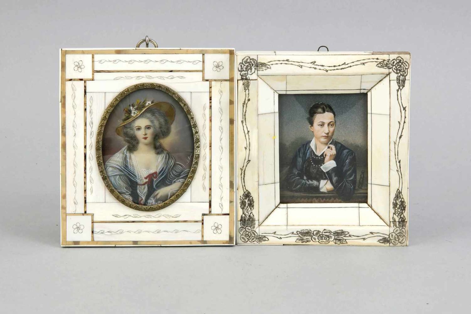 Konvolut von drei Miniaturen 20. Jh., Vigée-Lebrun an der Staffelei, Anna Hillmayer, sowie Lady - Bild 2 aus 2