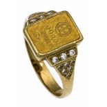 Goldbarren-Diamant-Ring GG 750/000 und GG 999/000 mit einem Goldbarren 2 g, 12 x 8 mm und Diamanten,