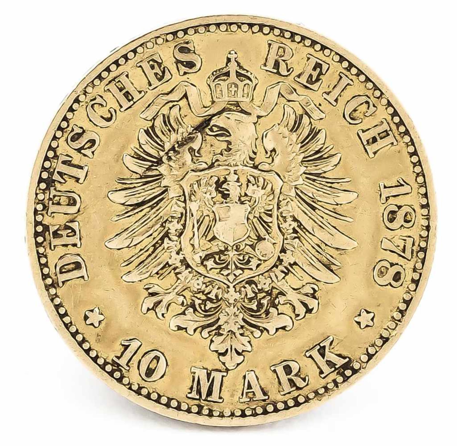 10 Mark, Preußen, Wilhelm Deutscher Kaiser König von Preußen, 1878 A, in s-ss - Bild 2 aus 2