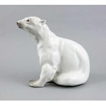 Jugendstil-Figur, Eisbär, Entwurf Paul JOUVE (1878 - 1973), um 1907, weiße Figur eines sitzenden
