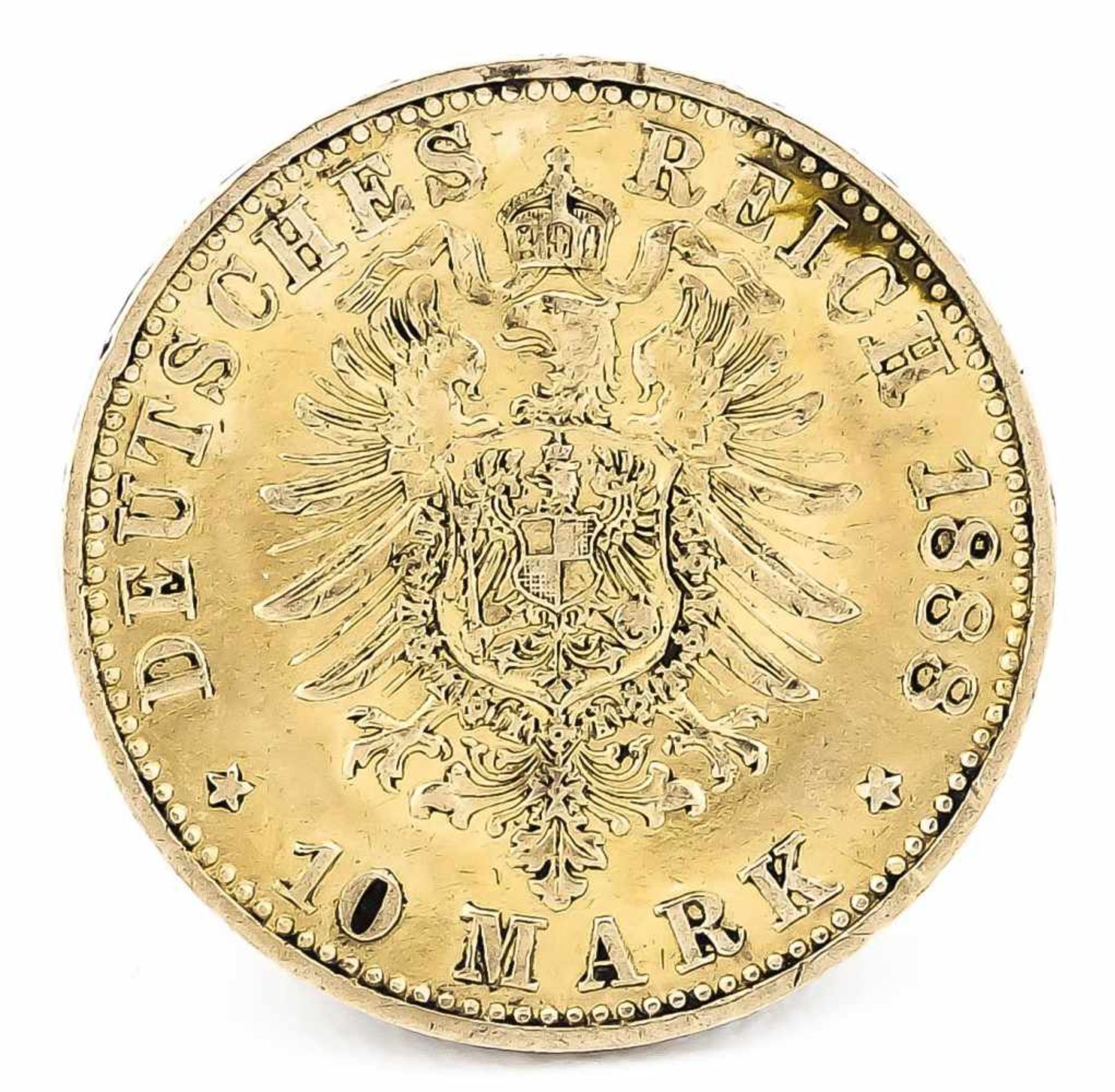 10 Mark, Preußen, Friedrich III. Deutscher Kaiser König von Preußen, 1888 A, in ss - Bild 2 aus 2