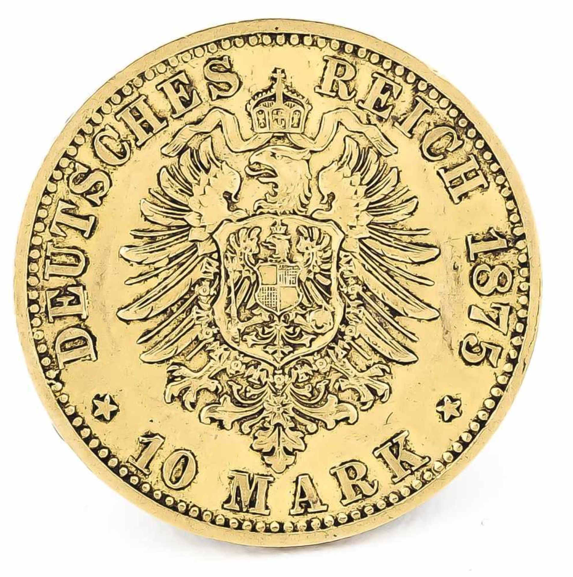 10 Mark, Preußen, Wilhelm Deutscher Kaiser König von Preußen, 1875 A, in ss-vz - Bild 2 aus 2