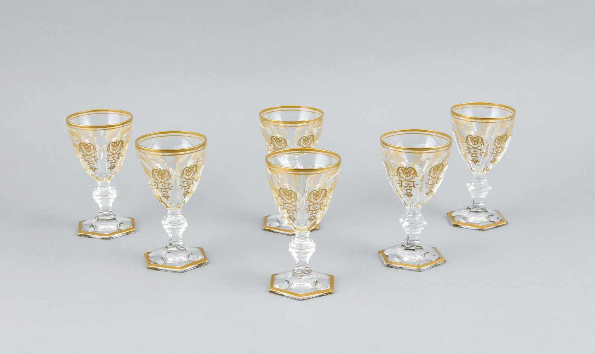 Sechs Dessertweingläser, Frankreich, 2. H. 20. Jh., Baccarat, Modell Harcourt Empire (das Modell