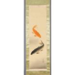 Hängerolle mit zwei Koi-Fischen, China, späte Republikzeit (1912-1949), Tusche und Farbe auf