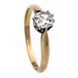 Altschliff-Diamant-Ring RG 585/000 mit einem Altschliff-Diamanten (l. best.) 0,30 ct W/VS-SI, RG 56,