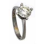 Brillant-Ring WG 750/000 mit einem Brillanten 1,16 ct get.W-get.W+ (K-L)/VVS-VS, RG 49, 2,52 g,