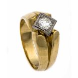 Brillant-Ring GG 750/000 mit einem Brillanten 0,57 ct W/lupenrein, RG 64, 14,5 g, mit Zertifikat