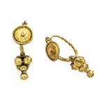 Antikschmuck Gold, wohl etruskisch 800 - 100 v. Chr., Ohrringe B. 11,5 mm, L. 36 mm, 6,5 g