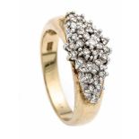 Brillant-Ring GG/WG 585/000 mit 31 Brillanten, zus. 0,50 ct W/SI-P1, RG 56, 6,9 g