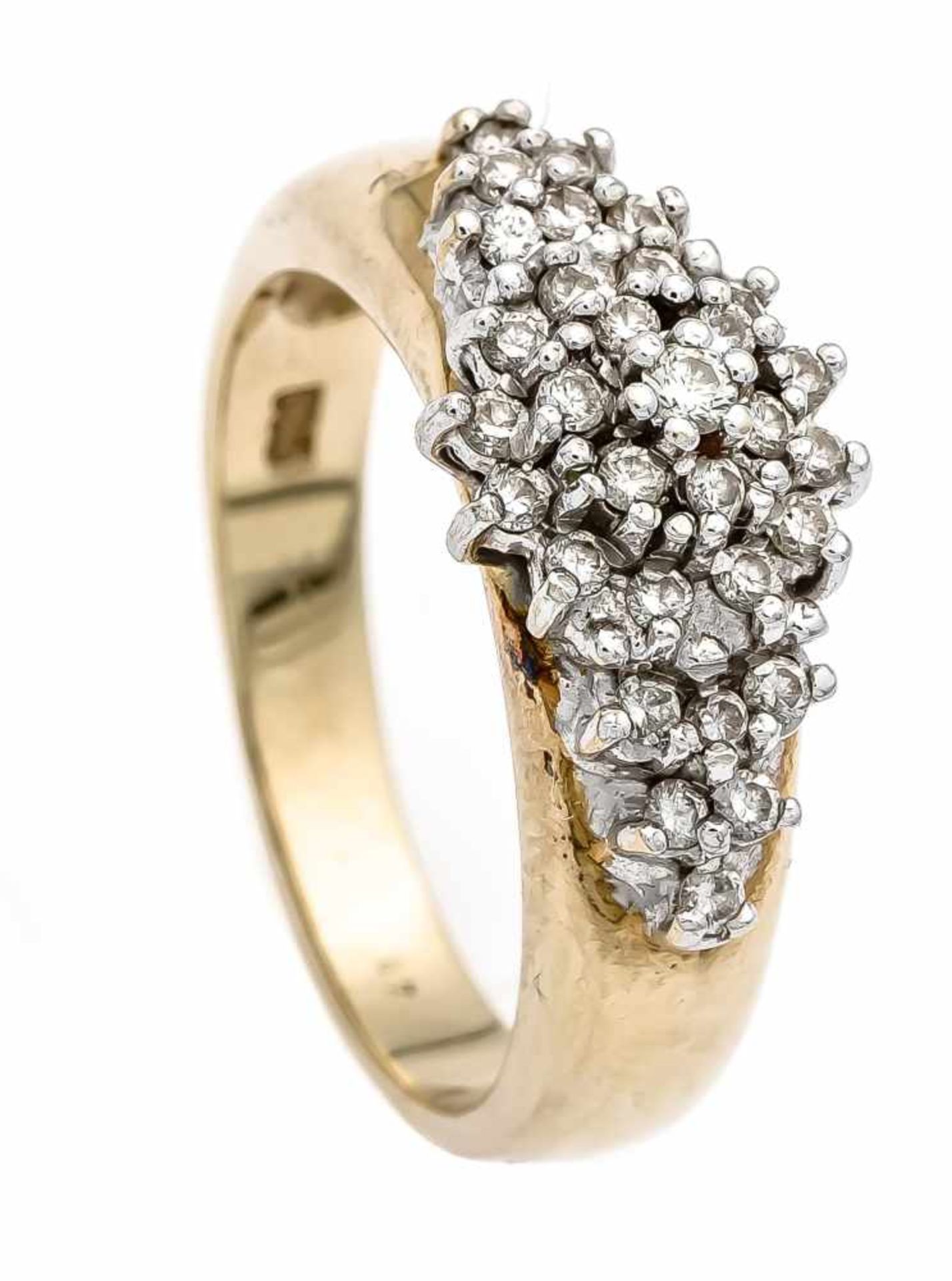 Brillant-Ring GG/WG 585/000 mit 31 Brillanten, zus. 0,50 ct W/SI-P1, RG 56, 6,9 g