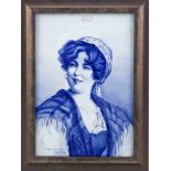 Bildplatte, w. Delft, Holland, Bildnis eines Mädchen, u. bez. u. dat. 'Sevres-Juliett 1908, Jeanne