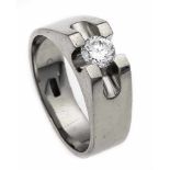 Brillant-Ring WG 585/000 mit einem Brillanten 0,51 ct TW/lupenrein, RG 56, 8,2 g, mit Zertifikat