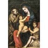 Ital. Altmeister um 1700, Madonna mit dem Christusknaben, Johannes und Antonius von Padua, Öl/