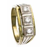 Brillant-Ring GG/WG 585/000 mit 3 Brillanten, zus. 0,24 ct W/SI, RG 59, 7,6 g