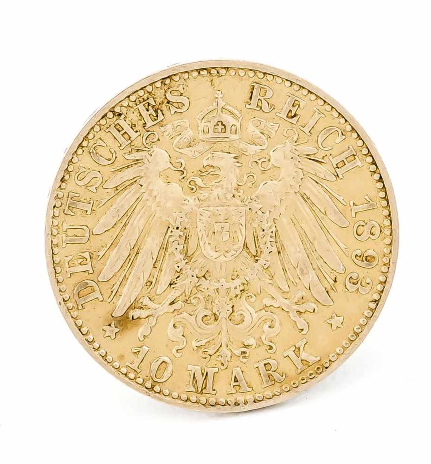 10 Mark, Hamburg, Freie und Hansestadt Hamburg, 1893 J, in ss-vz - Bild 2 aus 2