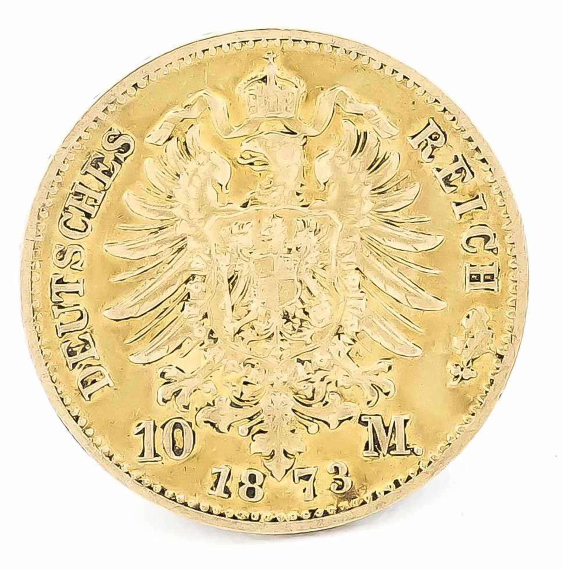 10 Mark, Preußen, Wilhelm Deutscher Kaiser König von Preußen, 1873 B, in s-ss - Bild 2 aus 2
