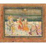 Indische Malerei, Punjab-Sikh-Schule, spätes 19. Jh., polychome Pigmente auf Papier, goldgehöht,